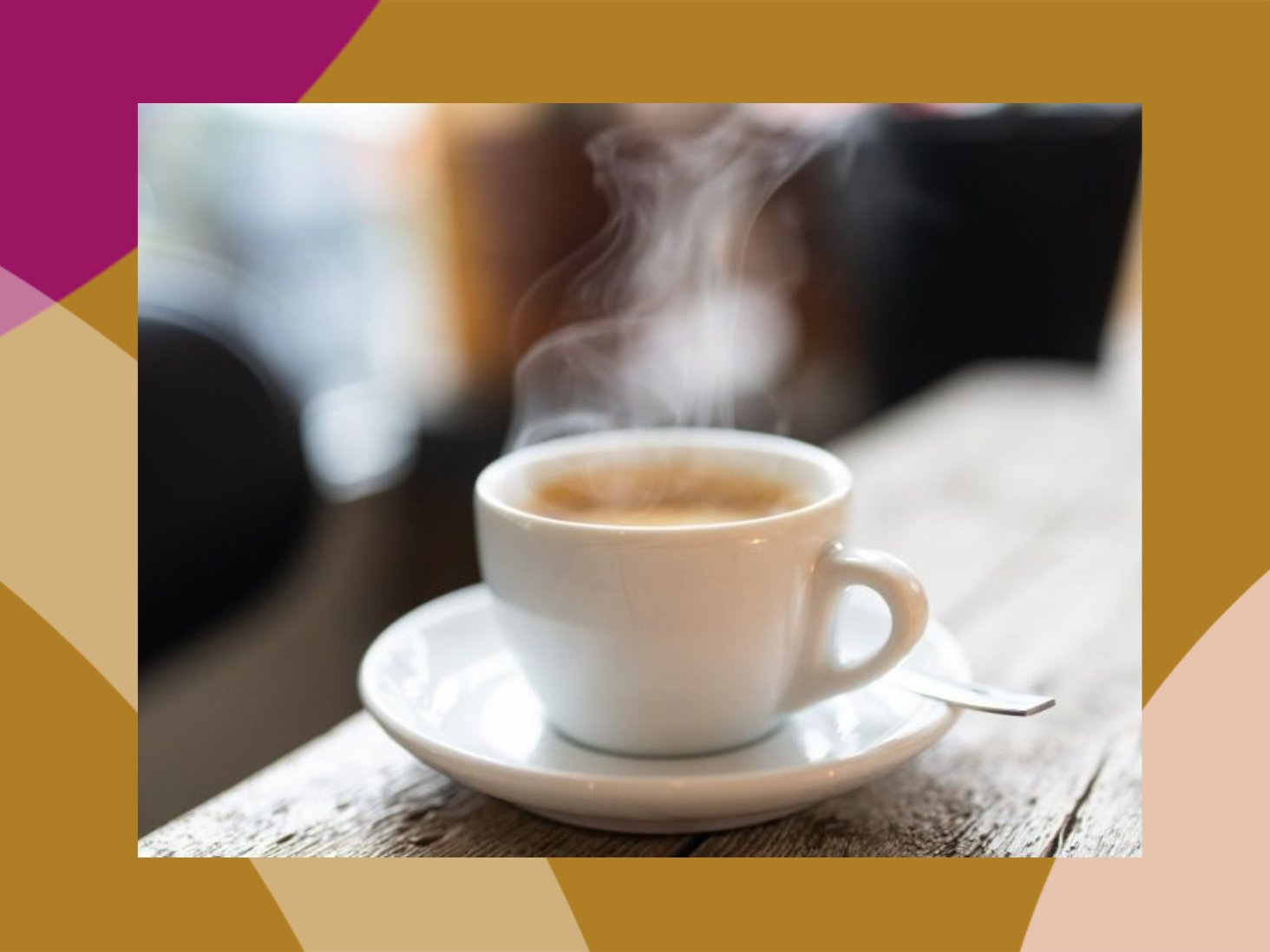 A steaming mug of coffee
