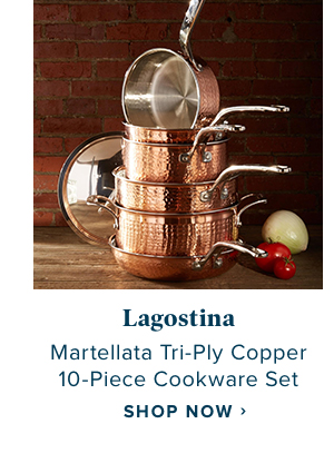 Lagostina Martellata Tri-Ply Copper 10-Piece cookware set - Shop now