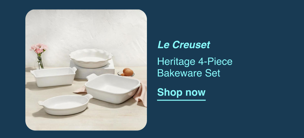Le Creuset. Heritage 4-Piece Bakeware Set. Show now.