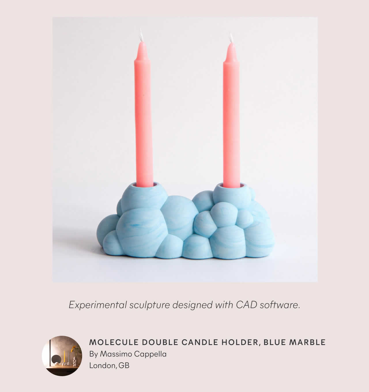 Molecule Double Candle Holder. Blue Marble