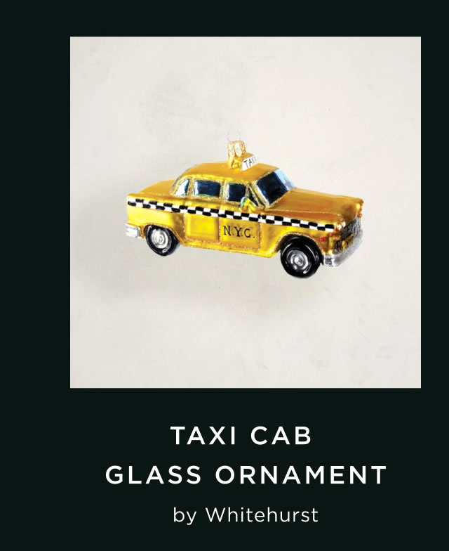 Taxi Cab Glass Ornament