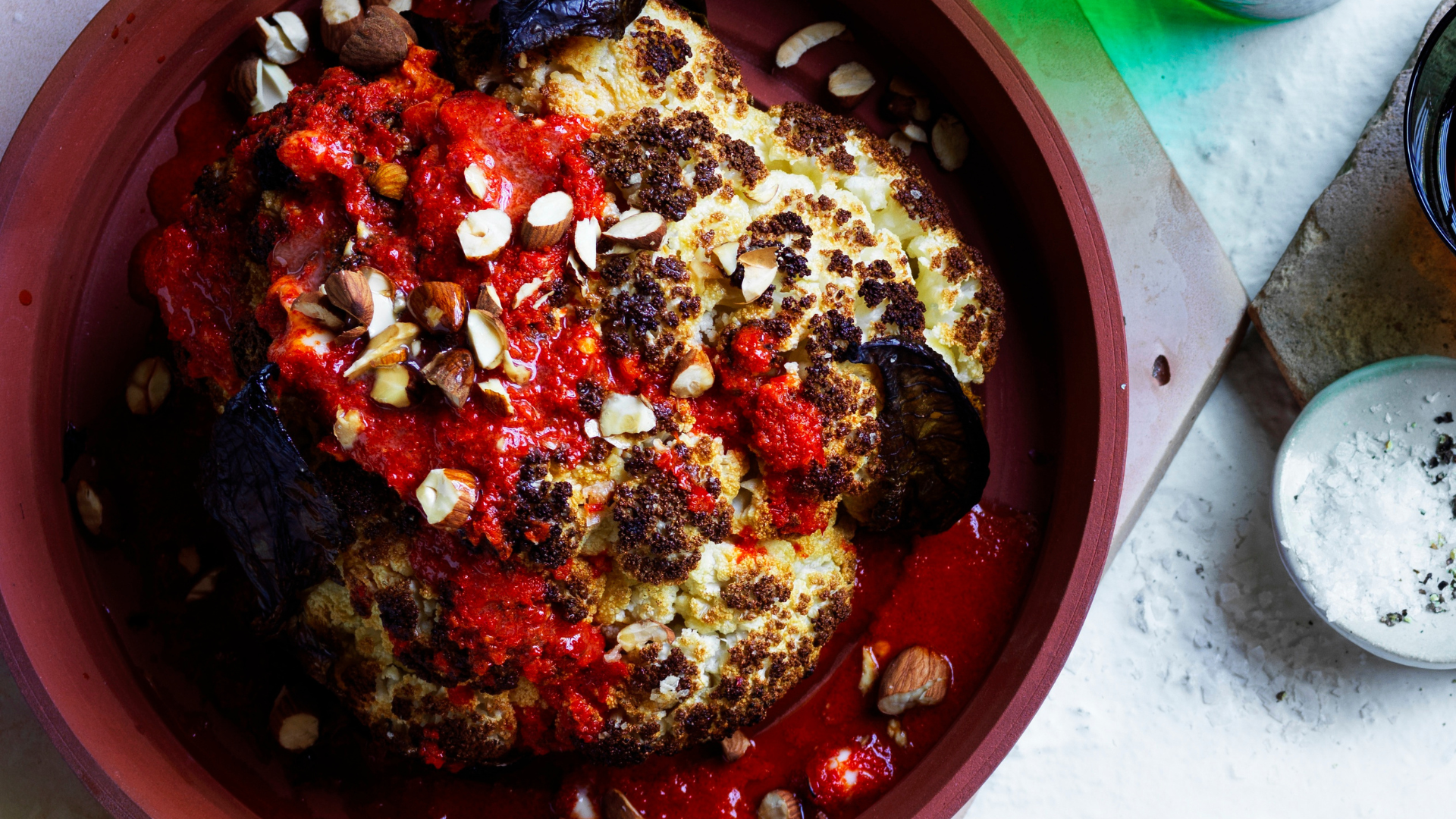 Whole roasted cauliflower with fermented chilli butter