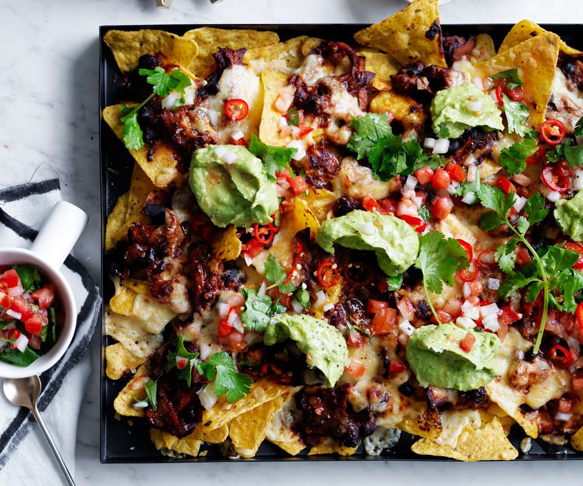 Easy and cheesy loaded beef brisket nachos