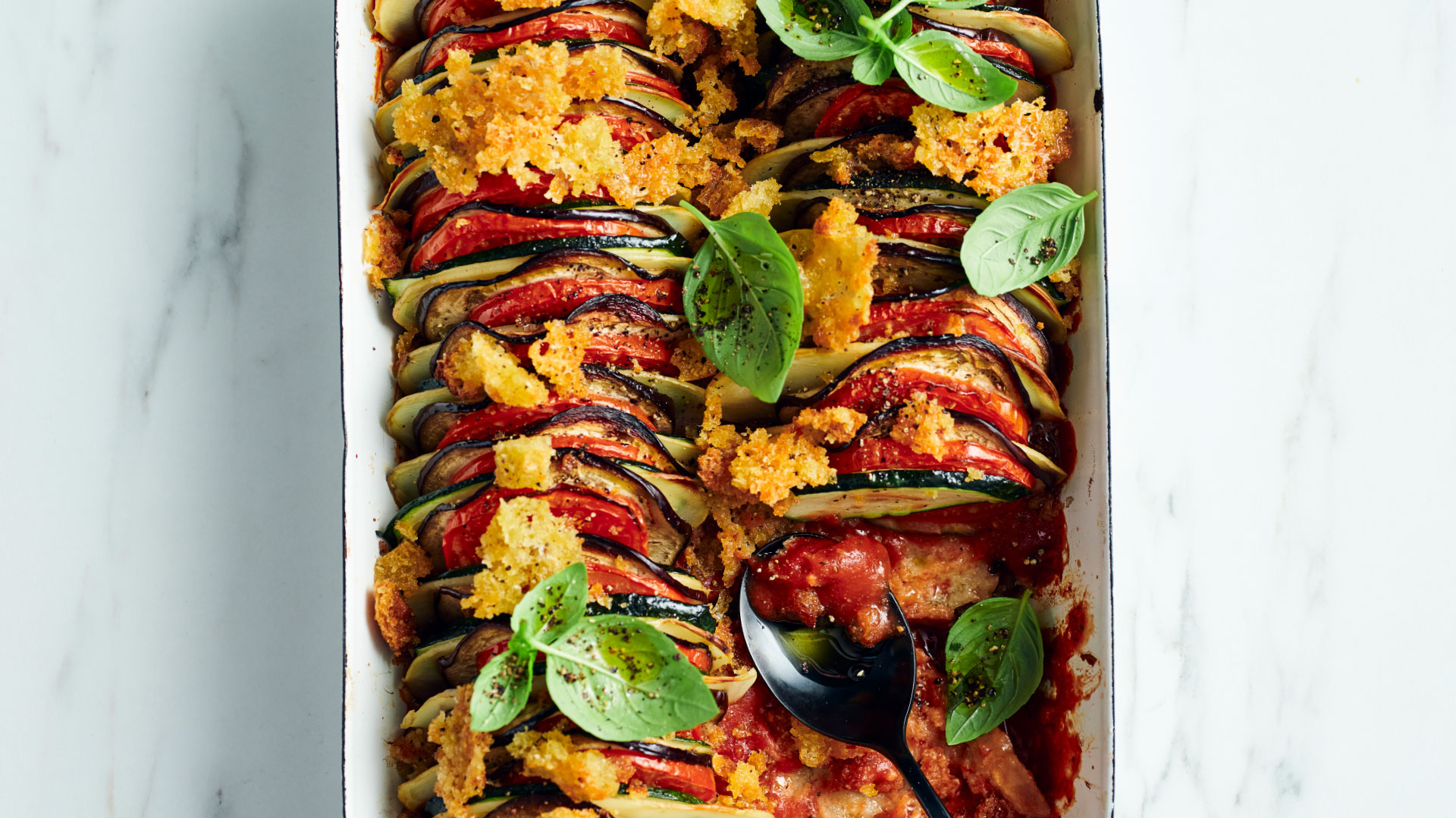Easy vegetable tian with thyme crumb