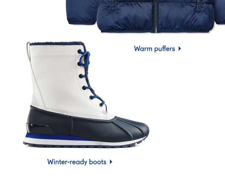 Warm puffers > | Winter-ready boots >