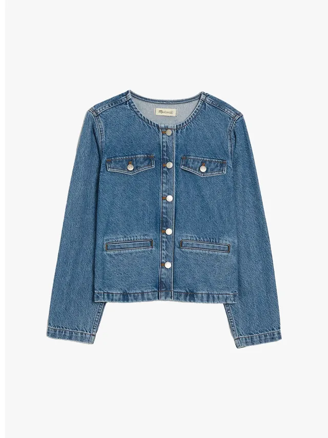 Remember those ladylike jackets that dominated our spring shopping carts? They've been given a seasonal update in lightweight denim.