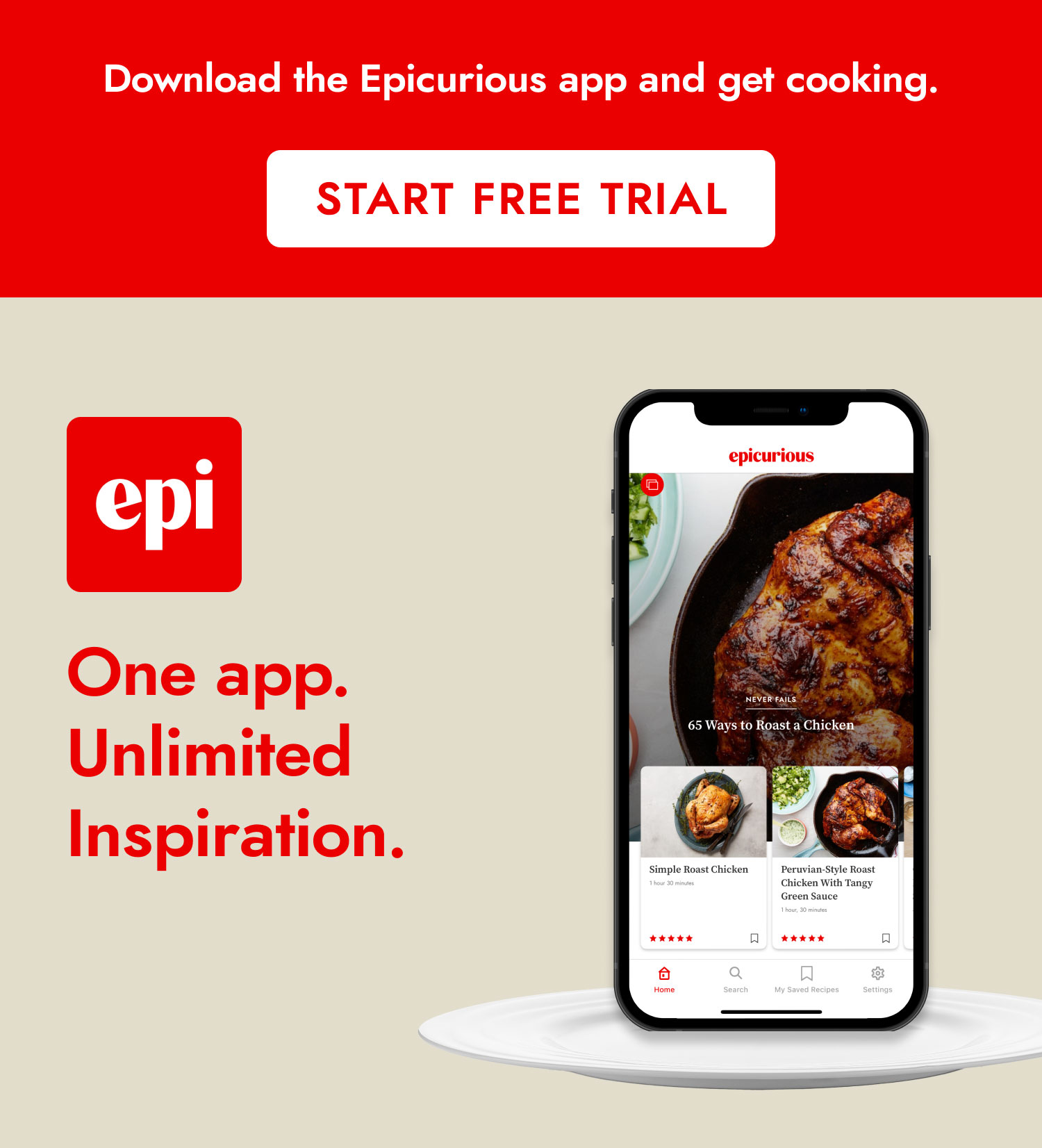 Download the Epicurious App and get cooking