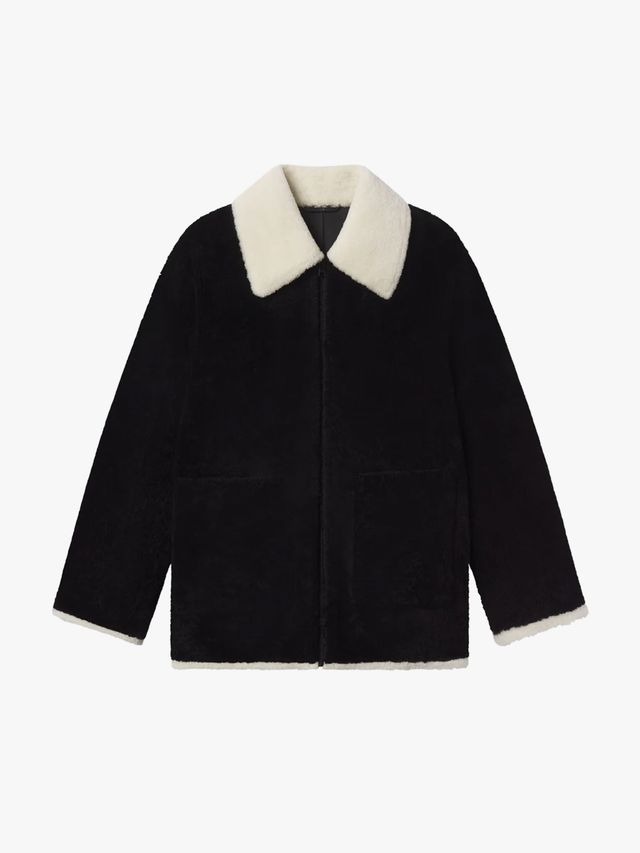 Image may contain: Clothing, Apparel, Jacket, Coat, Blazer, and Leather Jacket