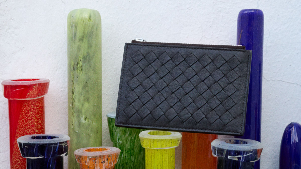Bottega Veneta, mycelium leather. Image may contain: Accessories, Bag, Handbag, Wallet, and Purse