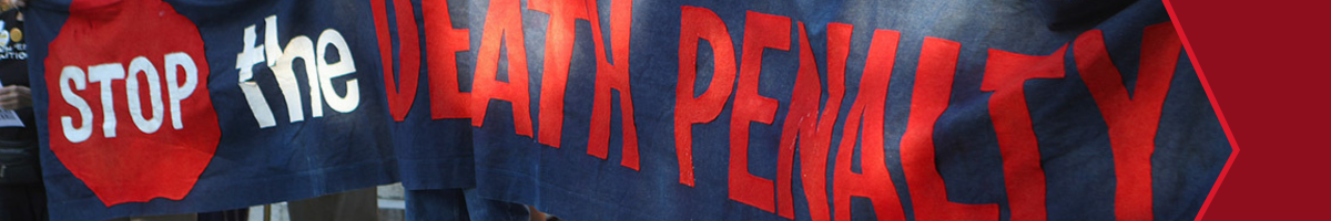 Stop the death penalty banner.