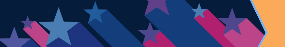 Graphic with shooting stars.