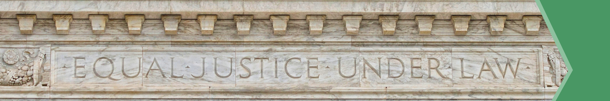 A building facade that reads: Equal justice under law.
