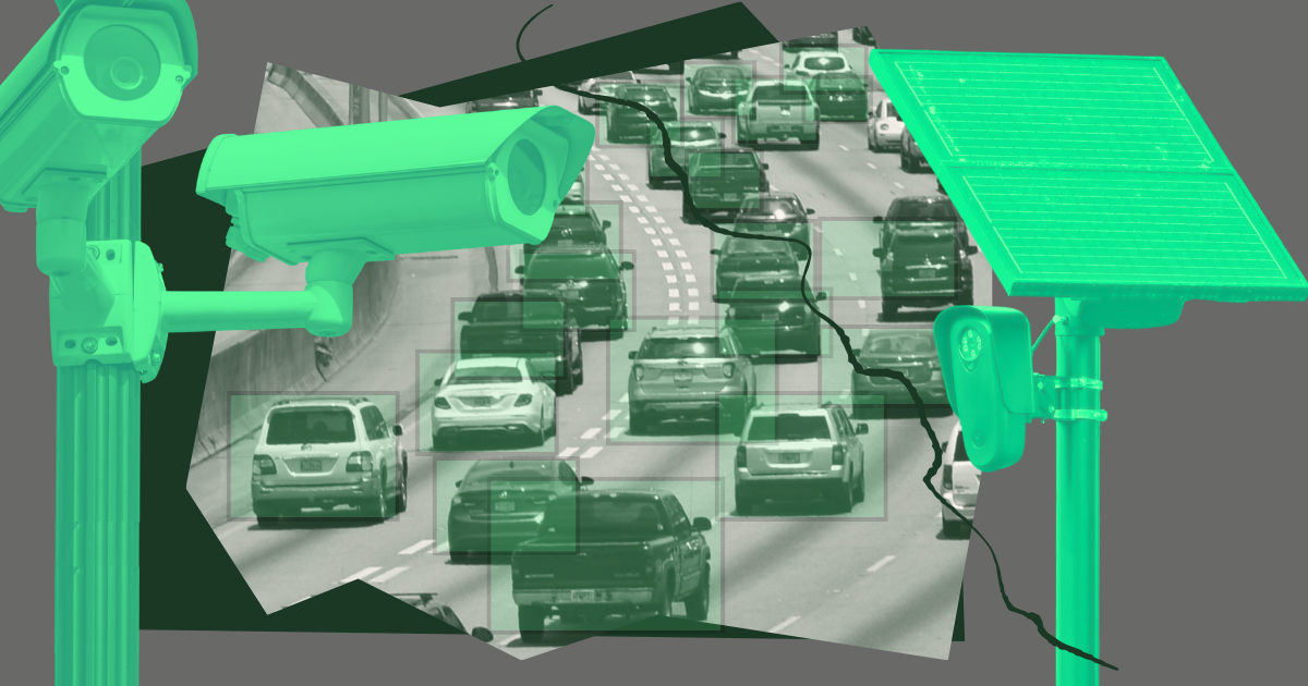 Flock cameras overlooking road with cars
