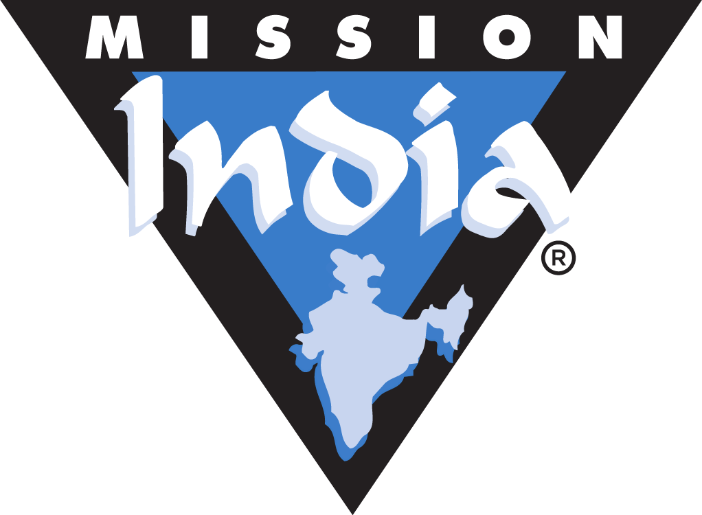 the Mission India logo: a blue triangle with white text