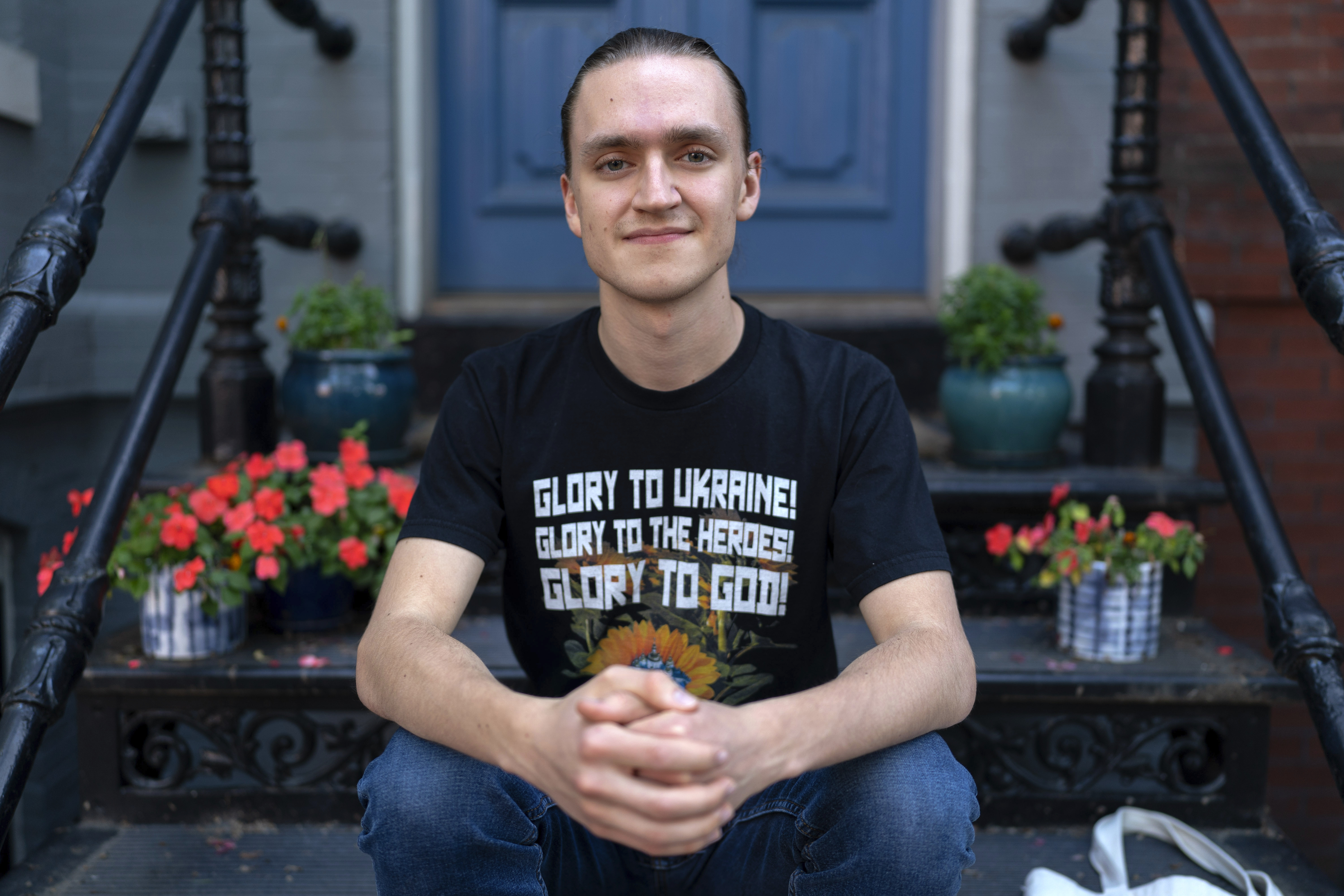 Vladyslav Plyaka poses for a photo at Capitol Hill neighborhood in Washington on Monday. (AP Photo/Jose Luis Magana).