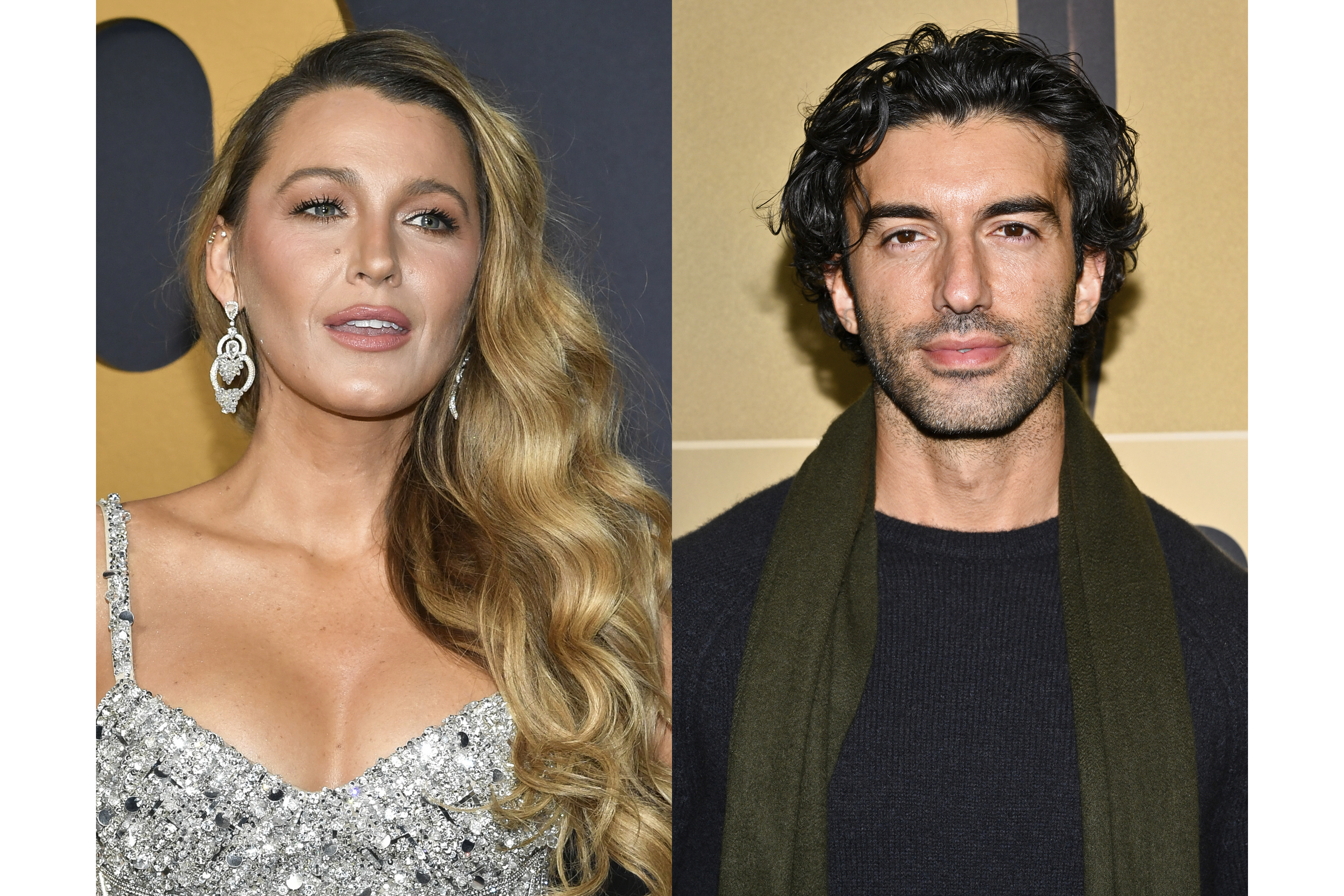 Blake Lively appears at the SNL50: The Anniversary Special at Rockefeller Plaza in New York on Feb. 16, 2025, left, and Justin Baldoni appears at a special screening of ''The Boys in the Boat'' in New York on Dec. 13, 2023. (Photos by Evan Agostini/Invision/AP, File).