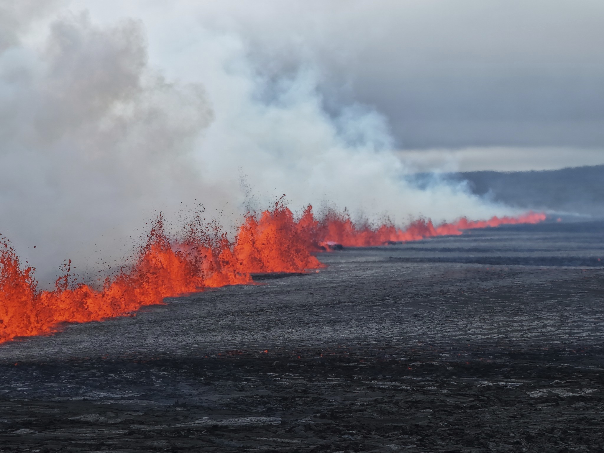 A view of the volcanic eruption by the Sundhnúkagigjarö íur volcano, in Grindavik, Iceland on Wednesday. (Department of Civil Protection and Emergency Management via AP).