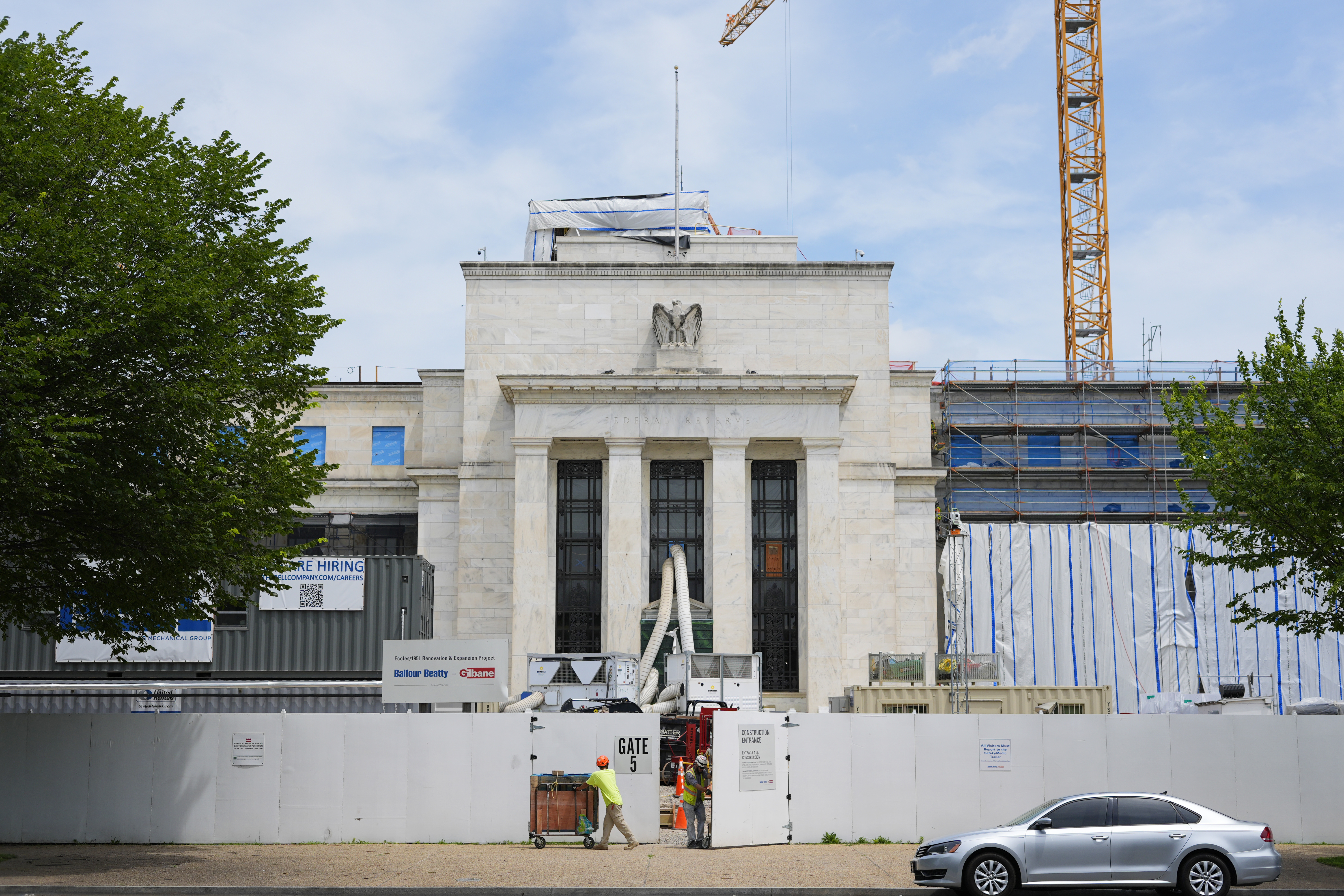 The Federal Reserve Board Building is seen as it undergoes renovations on June 10 in Washington, DC. (Pablo Martinez Monsivais, File).