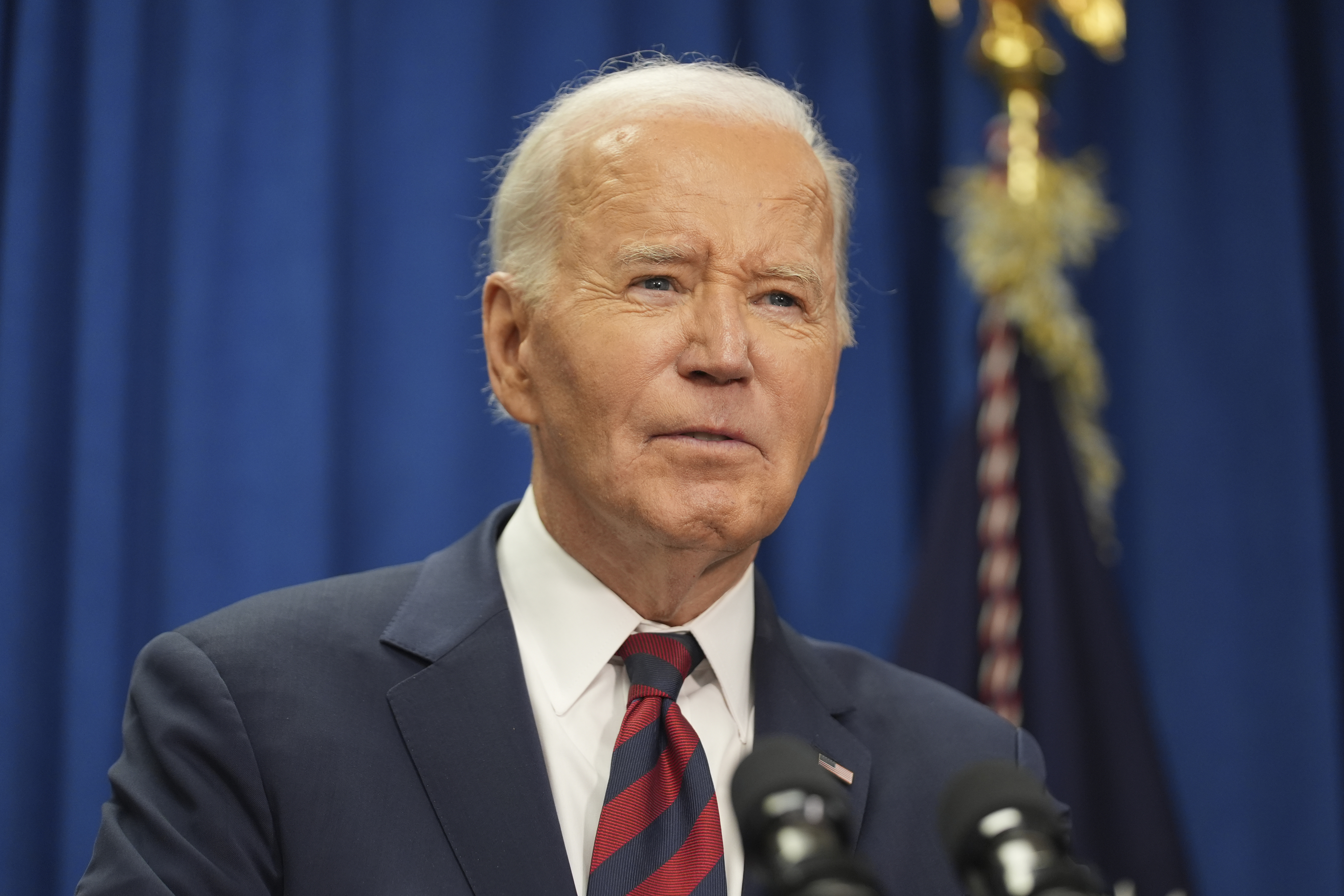 Former President Joe Biden speaks to the media in North Charleston, S.C., Jan. 19, 2025. (AP Photo/Stephanie Scarbrough, File)
