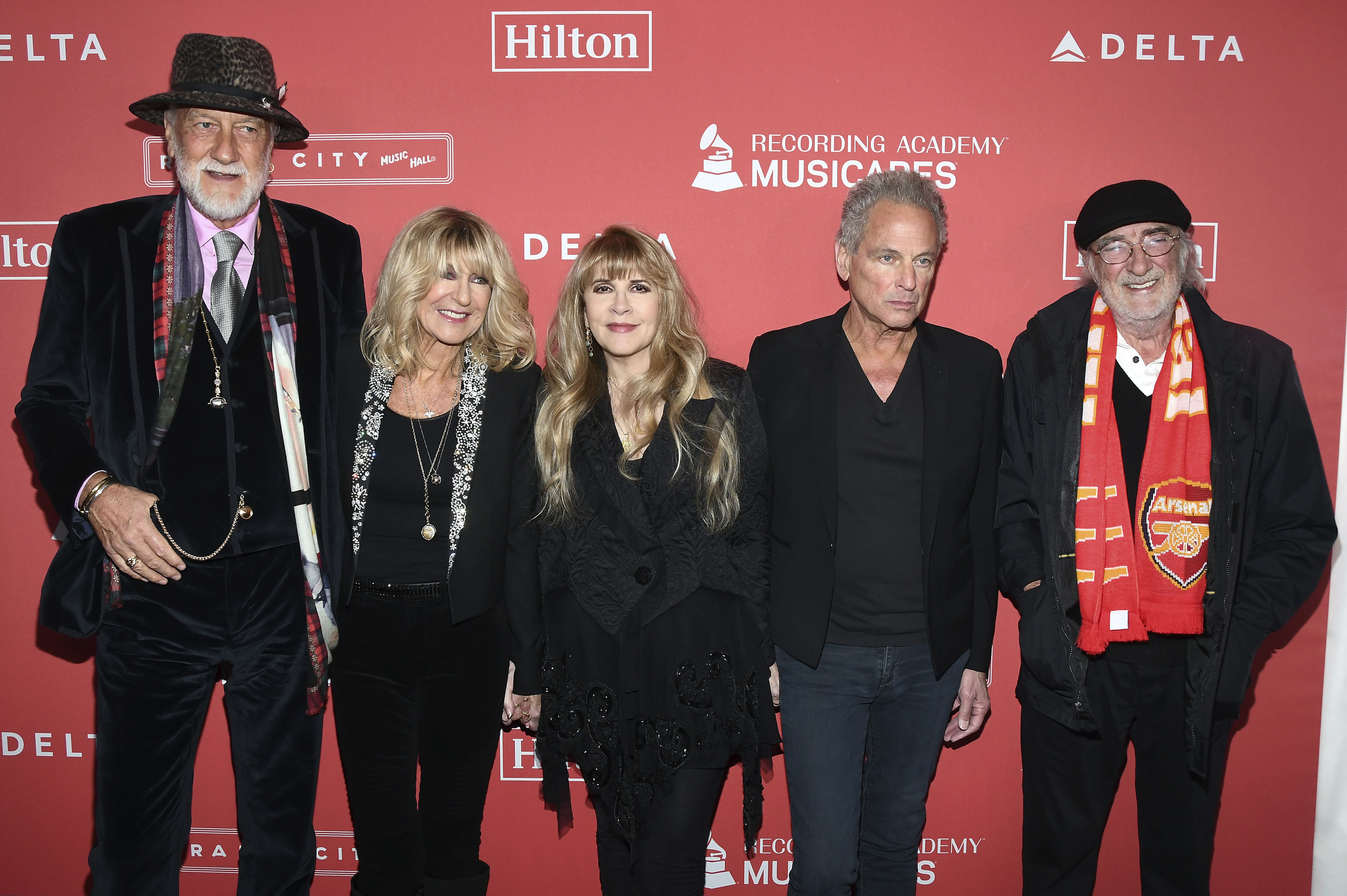 Fleetwood Mac arrive at the 2018 MusiCares Person of the Year tribute in New York on Jan. 26, 2018. (Photo by Charles Sykes/Invision/AP, File)
