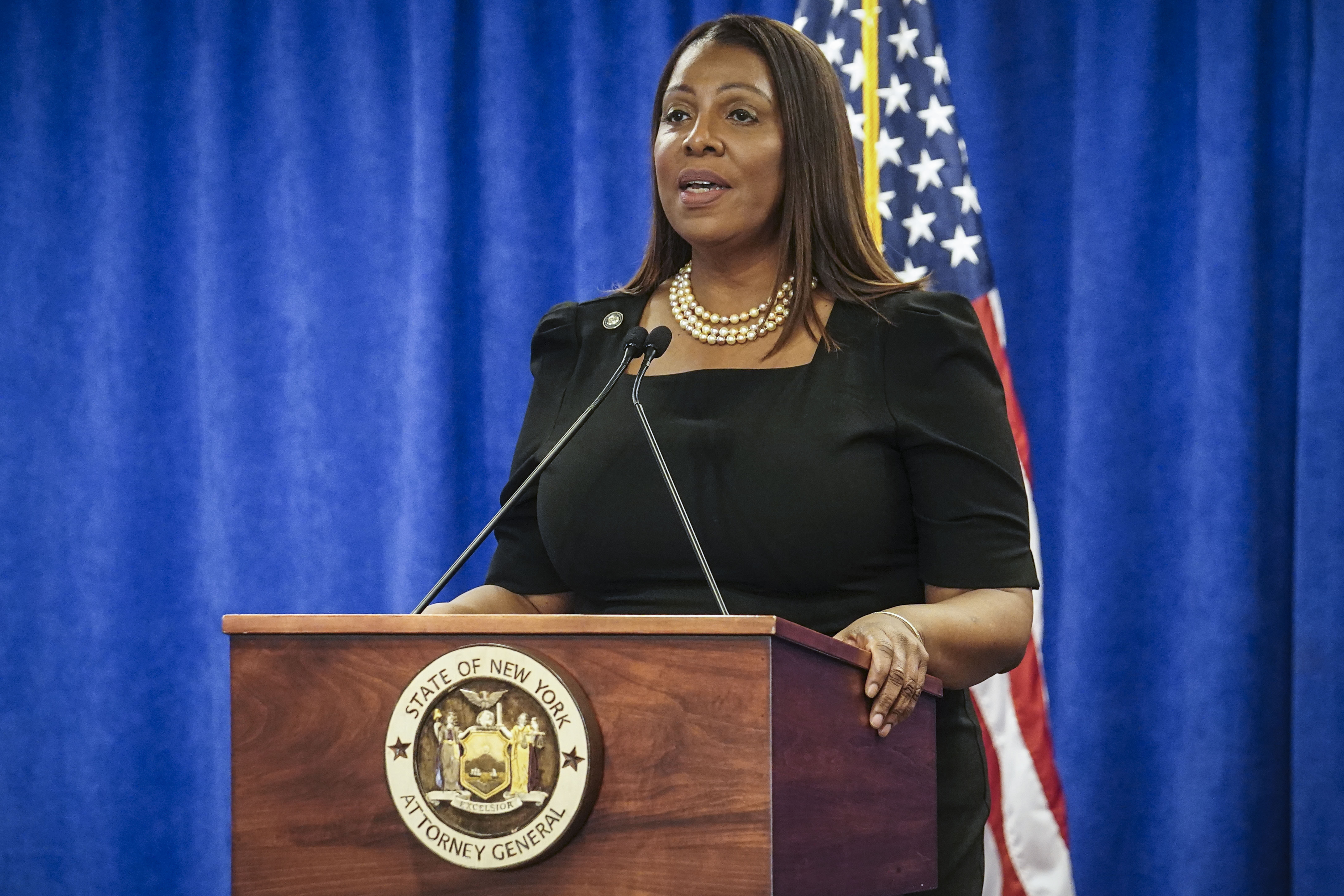 New York Attorney General Letitia James speaks in 2024, in New York. (AP Photo/Bebeto Matthews).