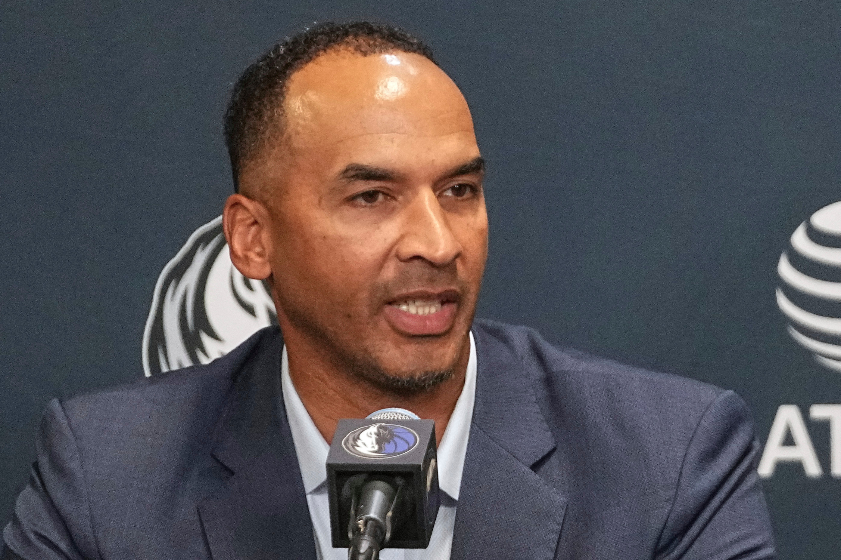 Dallas Mavericks general manager Nico Harrison speaks during a press conference at the NBA basketball team's basketball practice facility, Friday, June 27, 2025, in Dallas. (AP Photo/Tony Gutierrez, File)