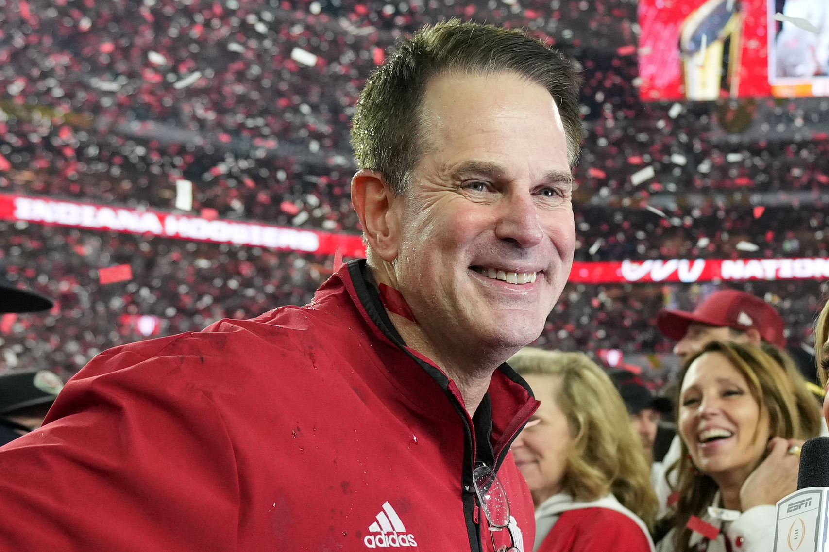 Indiana head coach Curt Cignetti smiles after their win against Miami in the College Football Playoff national championship game, Monday, Jan. 19, 2026, in Miami Gardens, Fla.