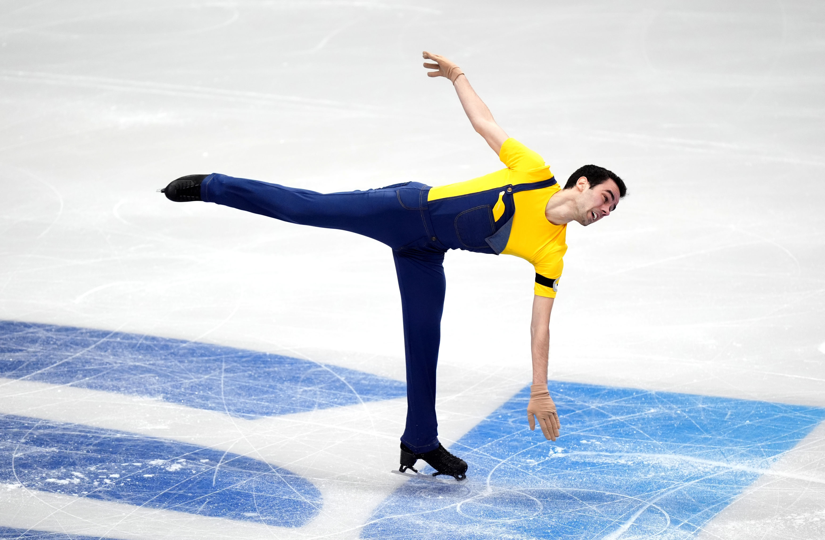 Spain's Tomas-Llorenc Guarino Sabate competes during the Men's Short Program in the ISU European Figure Skating Championships in Sheffield on Jan. 15. (Mike Egerton/PA via AP)