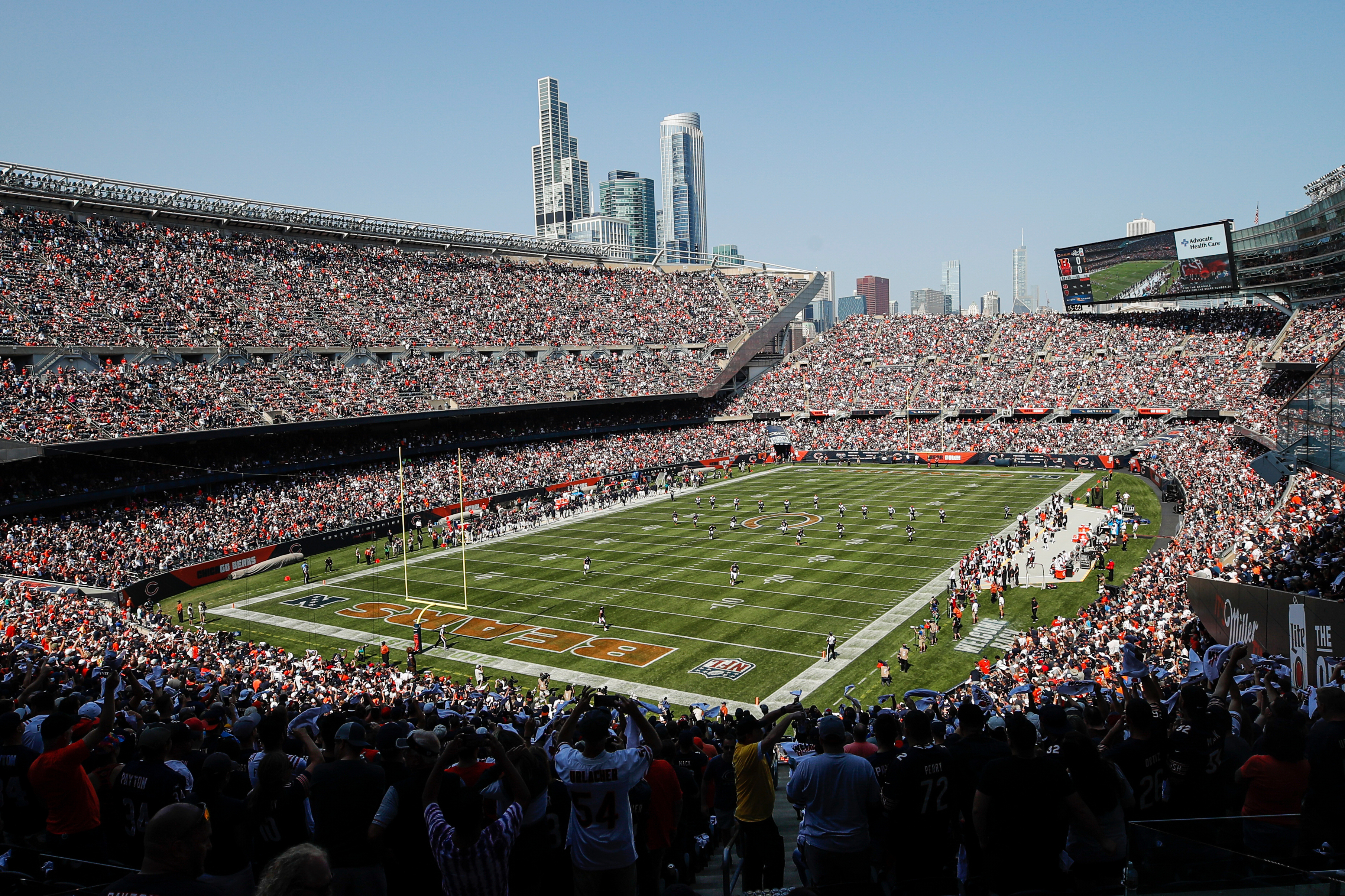 FILE - Cincinnati Bengals kick off to the Chicago Bears to start the first half of an NFL football game, Sunday, Sept. 19, 2021, in Chicago.