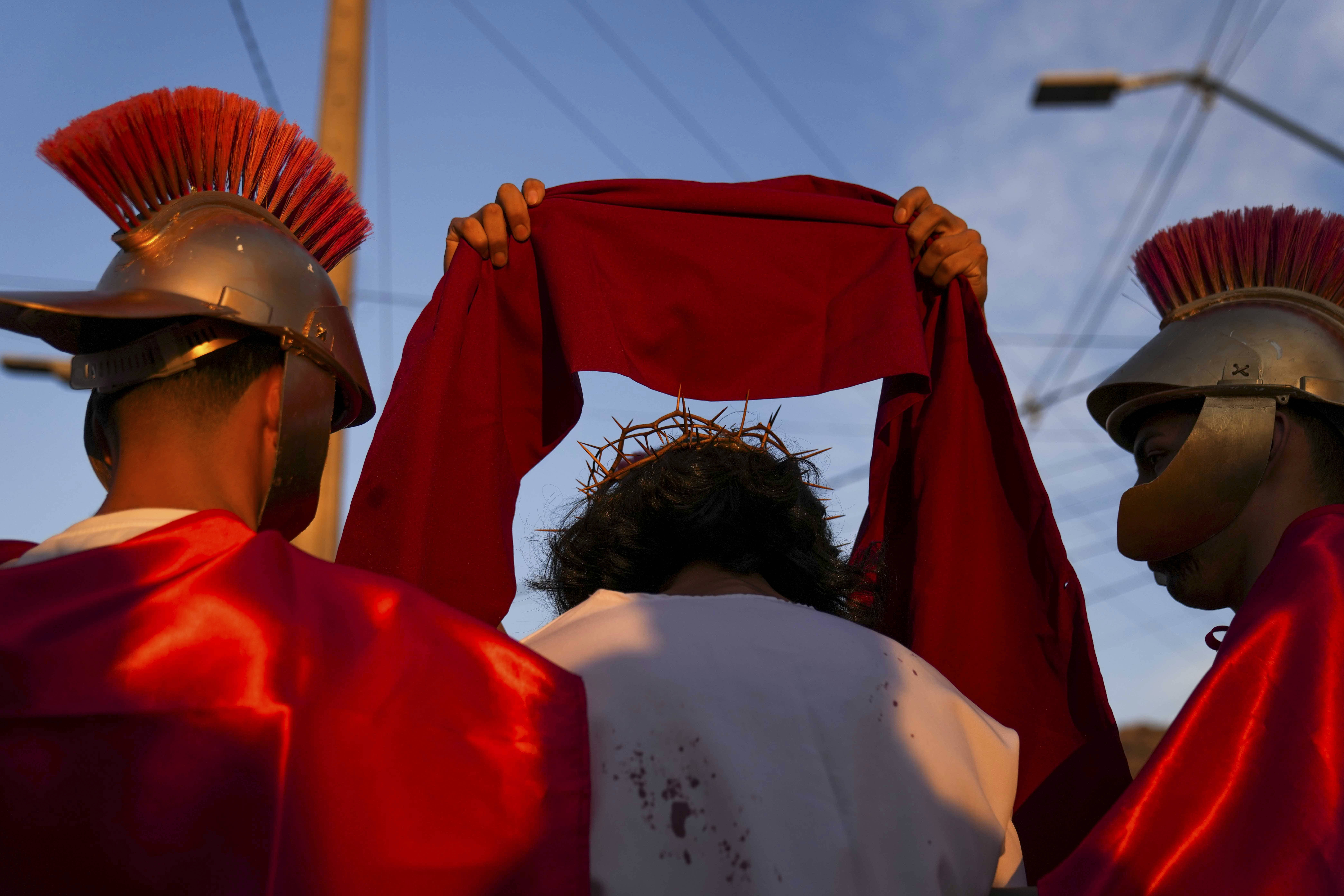 a Way of the Cross procession in Colina, Chile.