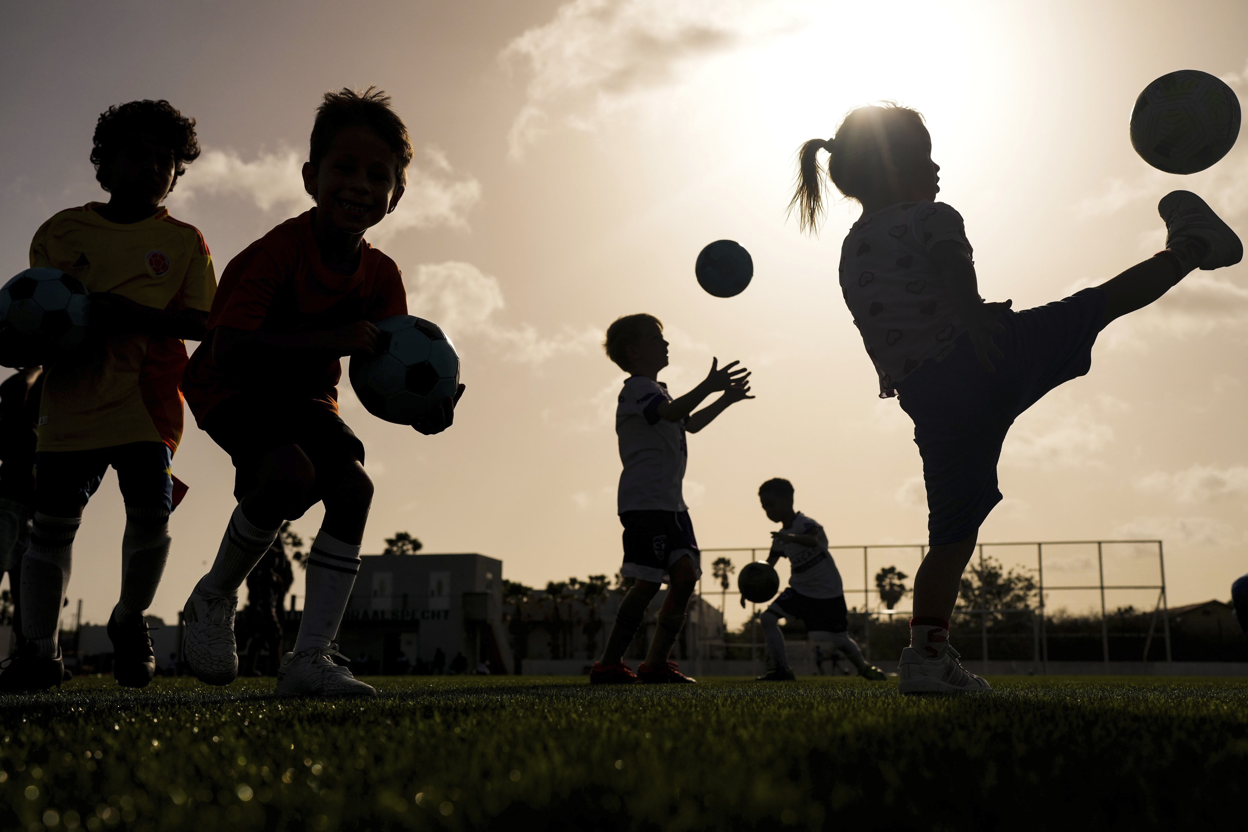 Children train at the C-Stars United soccer academy in Willemstad, Curacao.