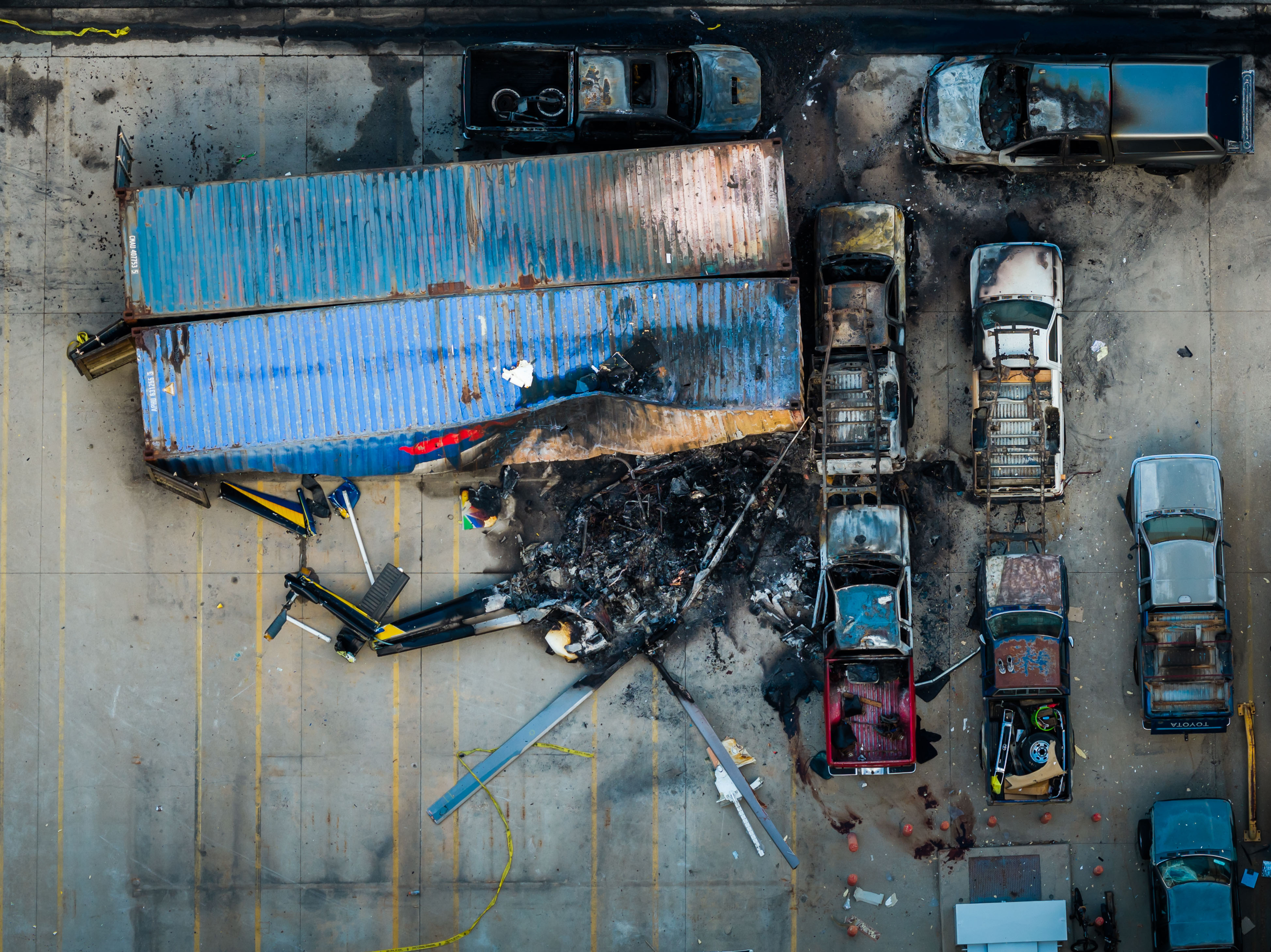 The aftermath of a news helicopter crash.