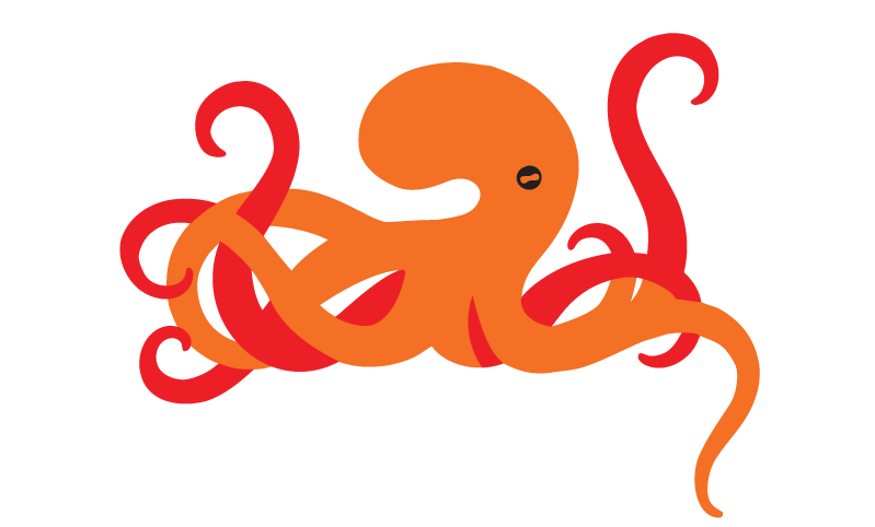 An illustration of an orange octopus.