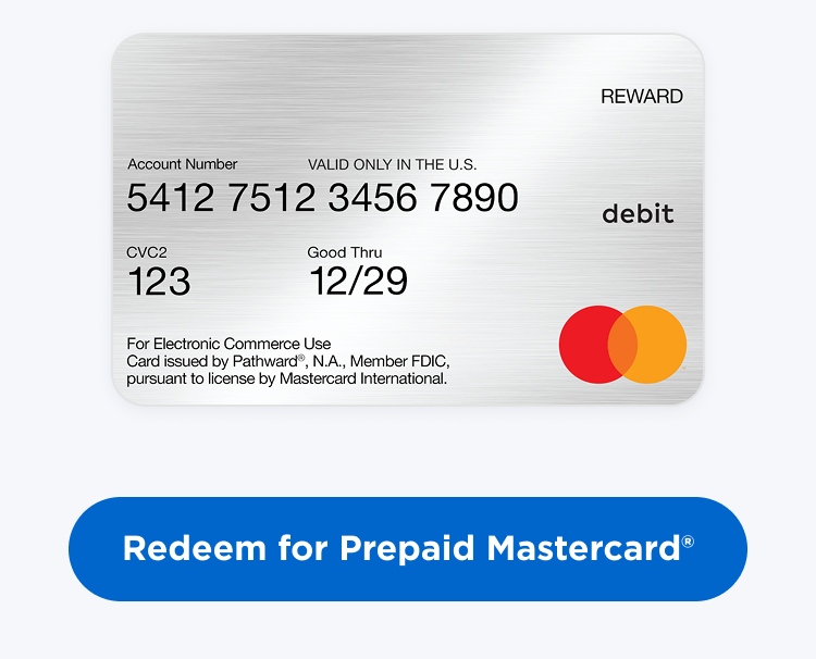 Redeem for Prepaid Mastercard®| Prepaid Mastercard®Gift Card