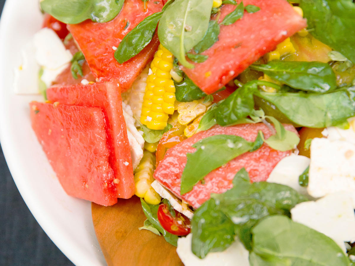 Watermelon, Corn, and Tomato Salad