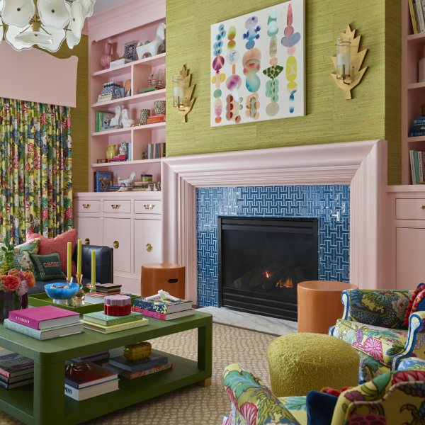 Colorful living room featured in House Beautiful