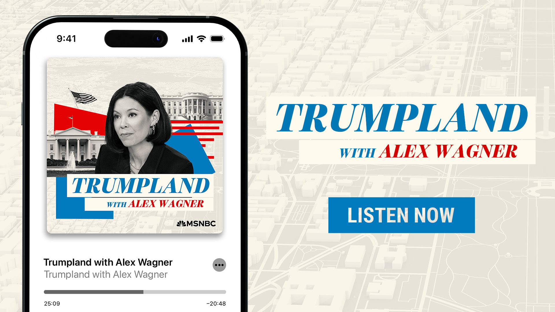 Graphic promoting Trumpland podcast.