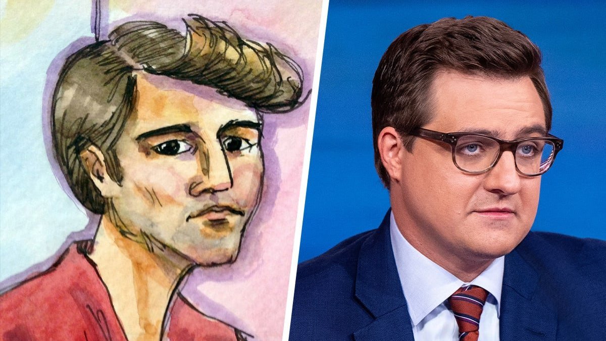 A split screen of a drawing of Ulbricht and a photo of Hayes