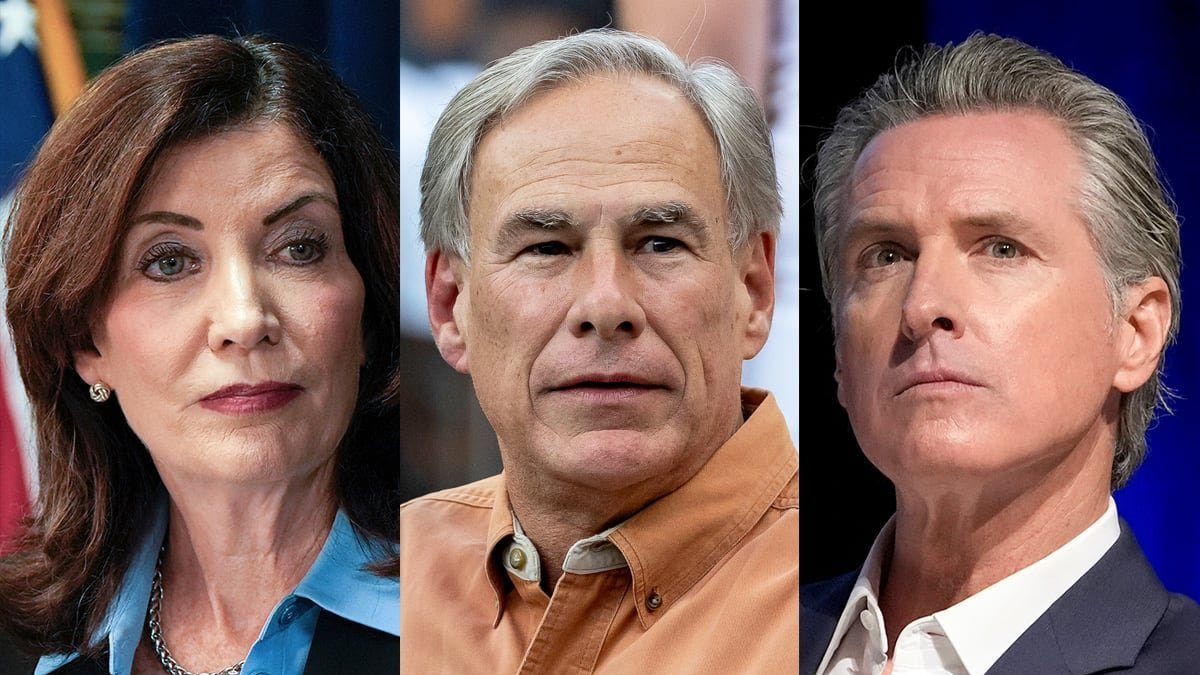 Govs. Kathy Hochul, Greg Abbott, Gavin Newsom