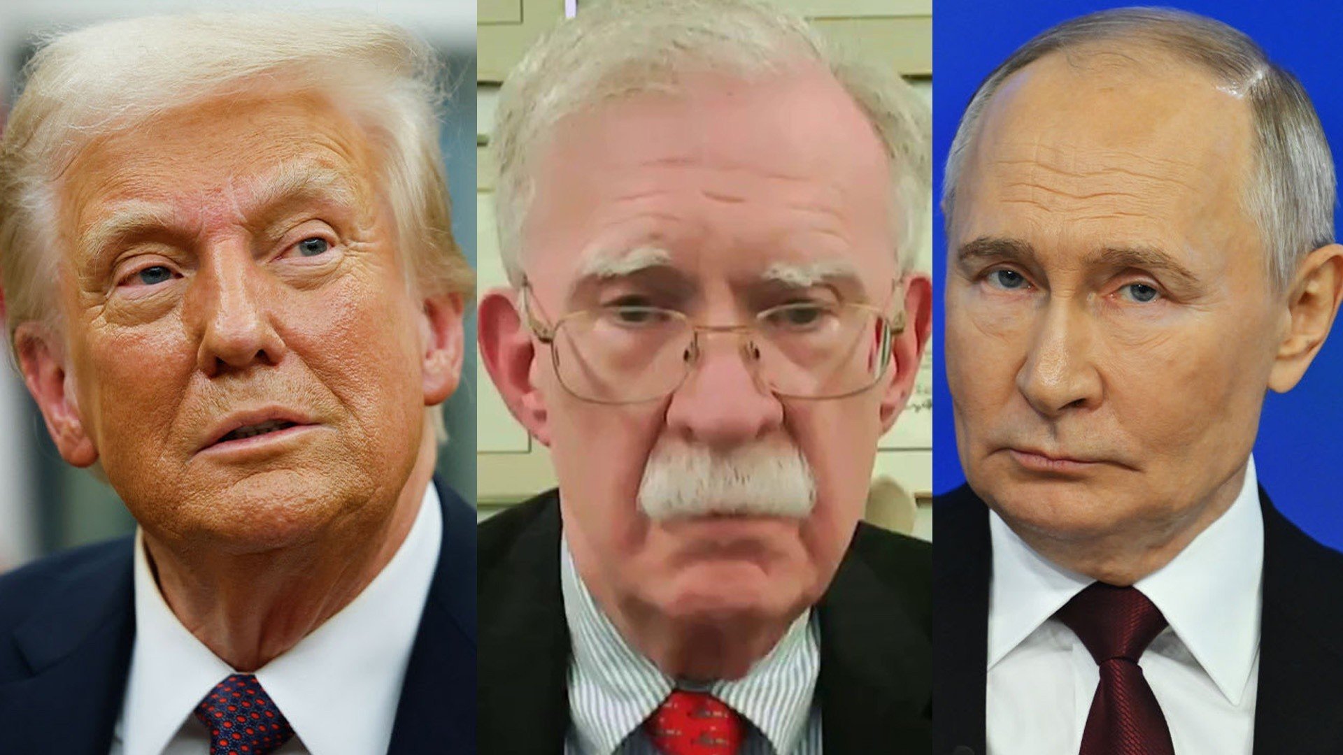 President Donald Trump, Amb. John Bolton, Russian President Vladimir Putin.