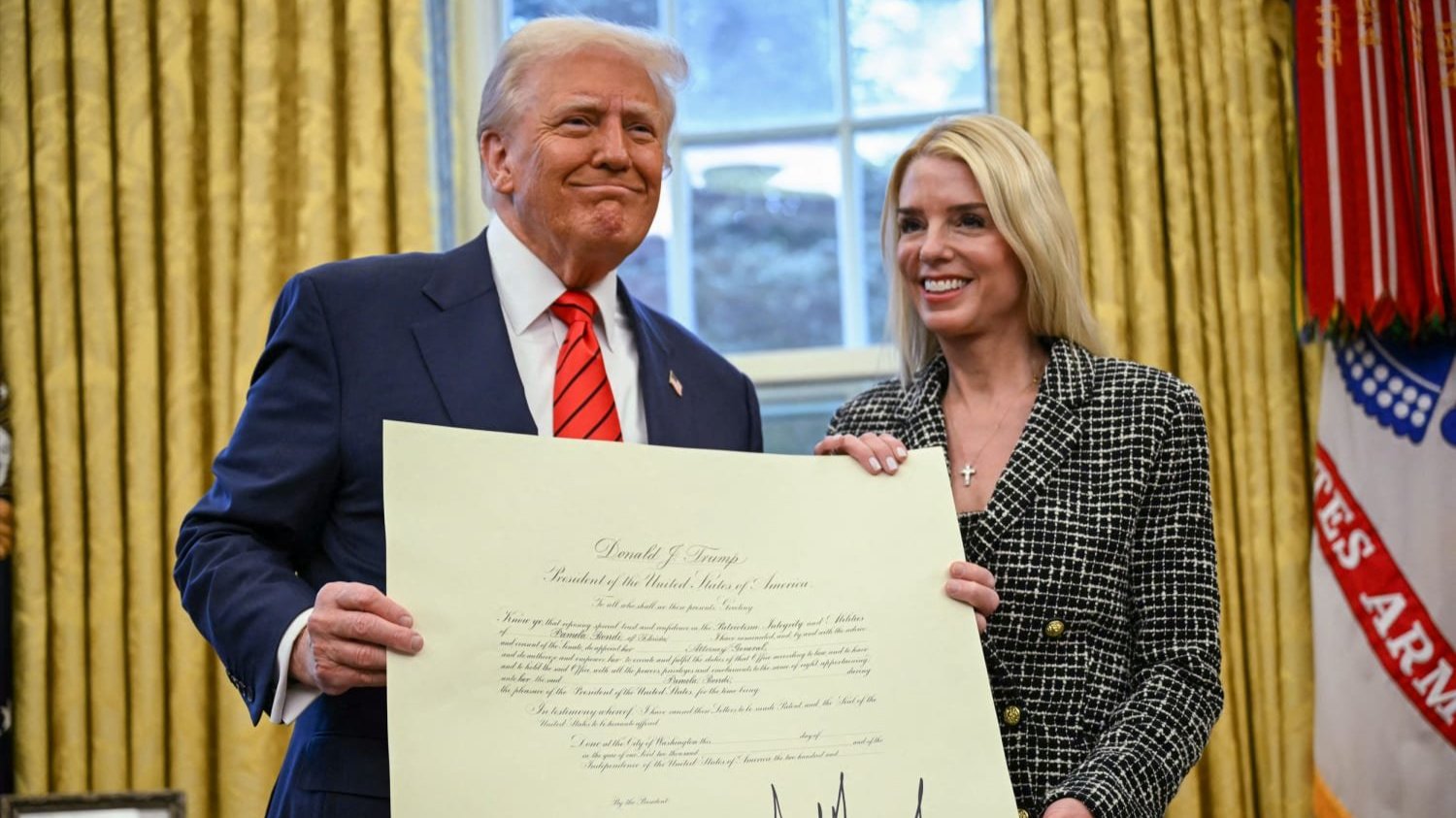 A photo of Trump and Bondi