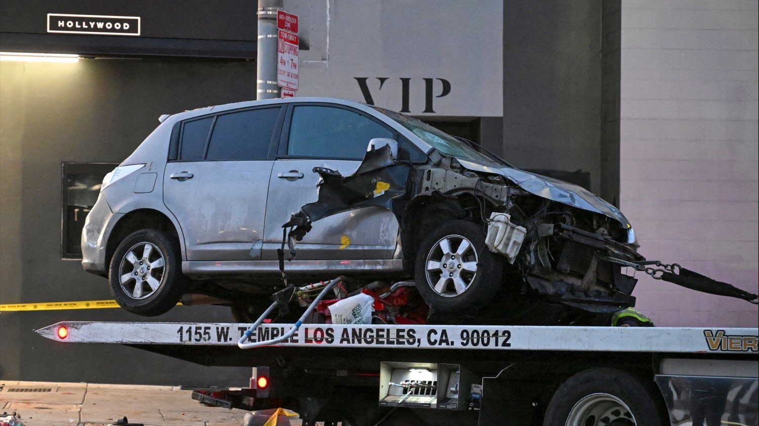 Destroyed car in Los Angeles