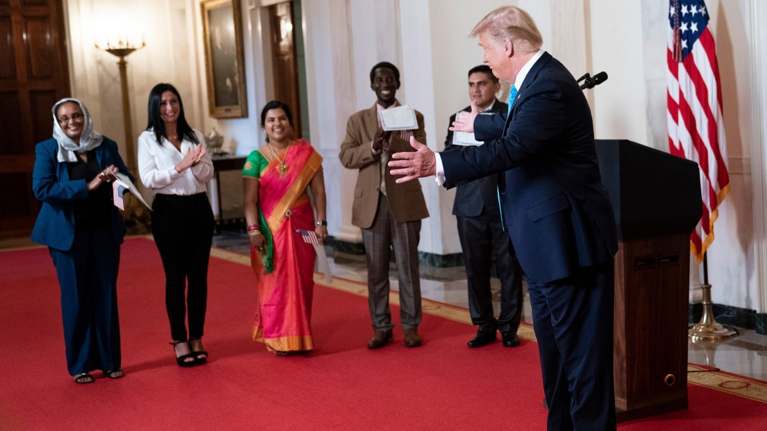 President Donald Trump at a naturalization ceremony at the White House in 2020.