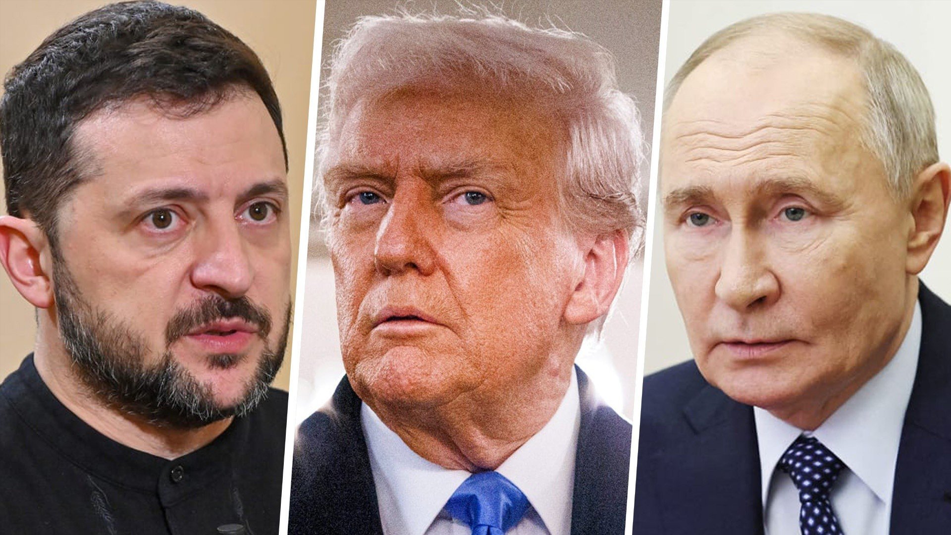Volodymyr Zelenskyy, Donald Trump, Vladimir Putin 