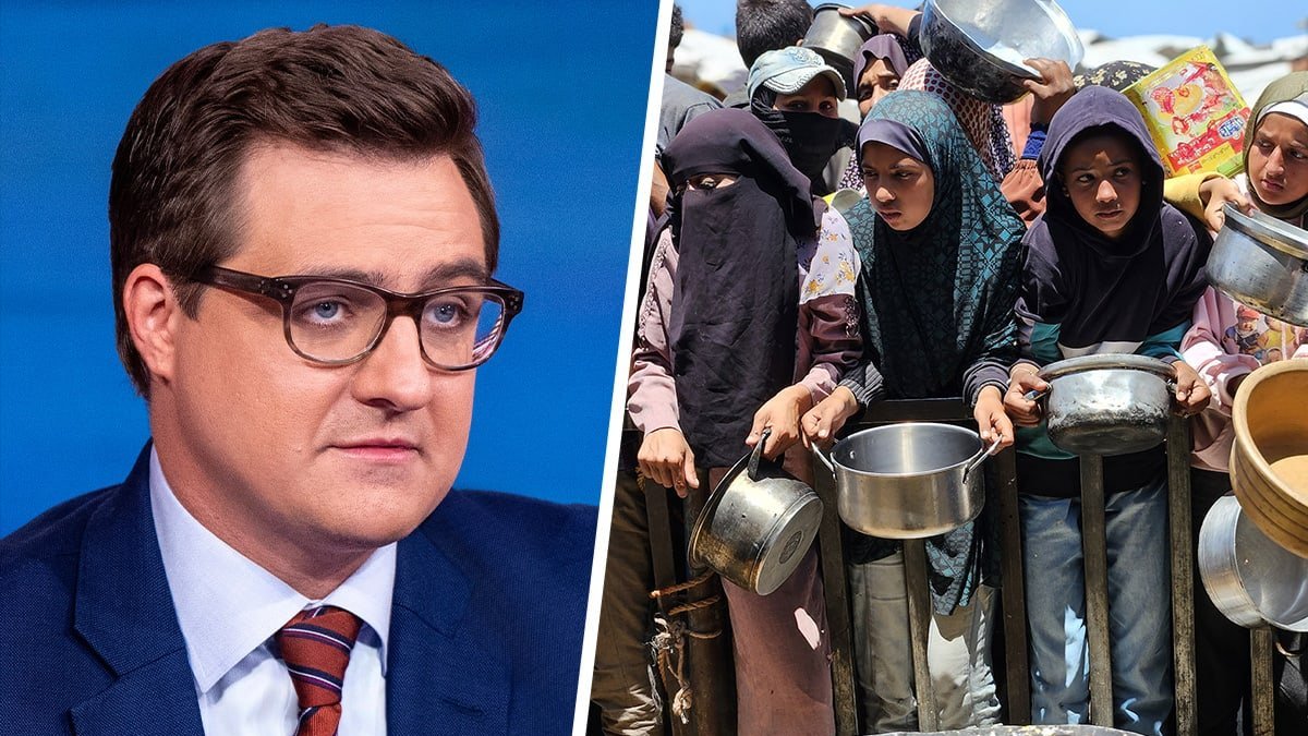 Composite of Chris Hayes and Gaza