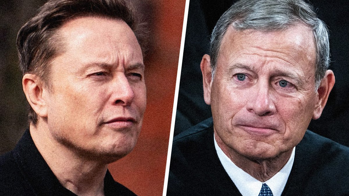 A photo composite of Musk and Roberts
