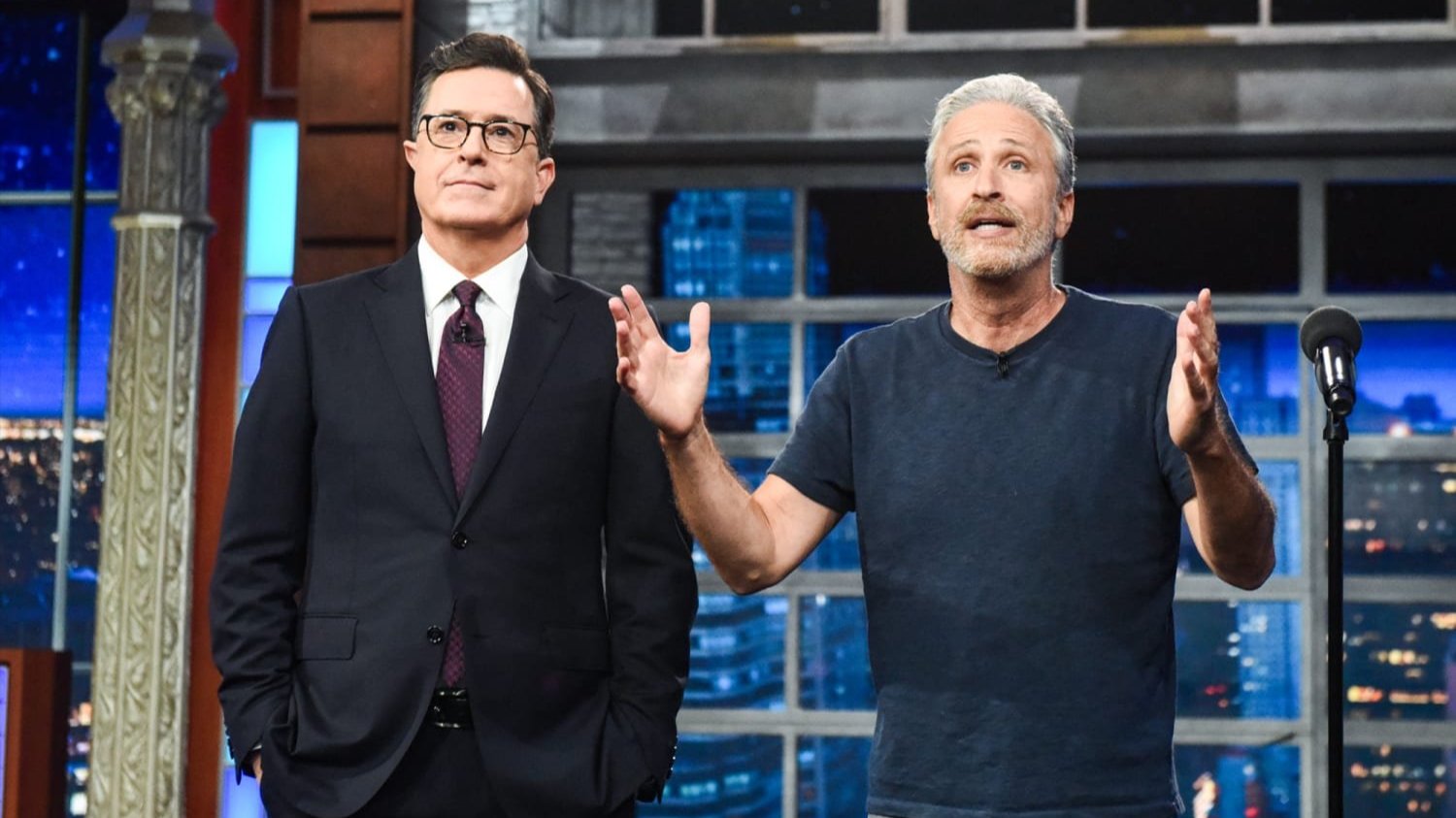 Stephen Colbert and Jon Stewart 