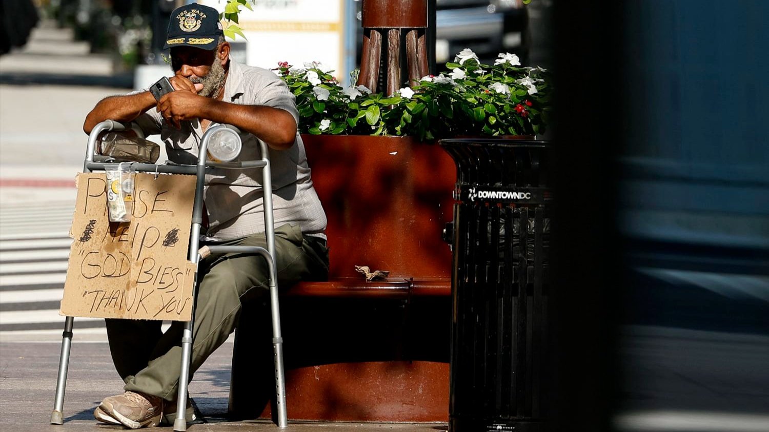   Man with sign 