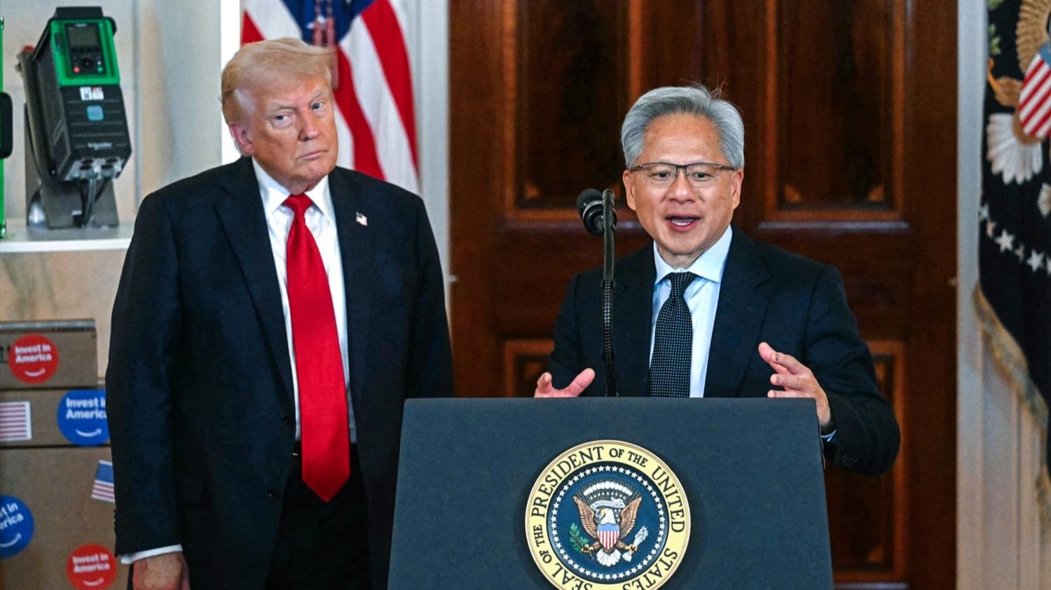 Nvidia CEO Jensen Huang alongside President Donald Trump 