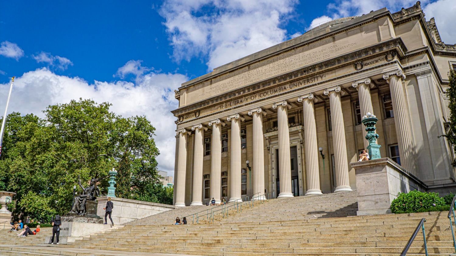 A photo composite of Trump and Columbia University
